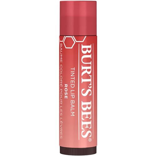 Burt's Bees Lip Tint Balm Stocking Stuffers Gifts, Long Lasting 2 in 1 Duo Tinted Balm Formula, Color Infused with Hydrating Shea Butter for a Natural Looking Buildable Finish, Petal Rose (2-Pack)