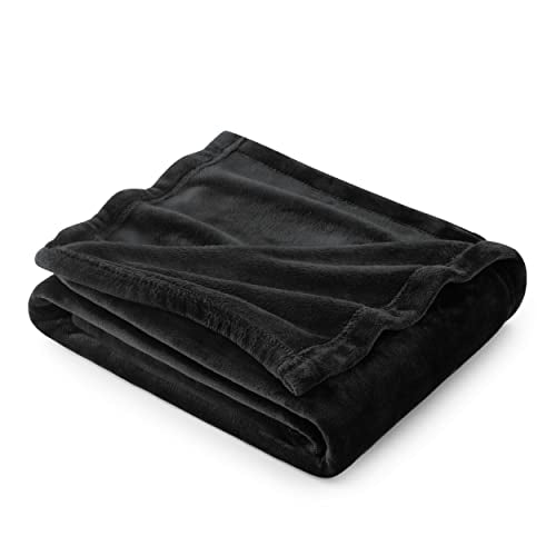 Bedsure Fleece Blanket Throw Blanket Black - 300GSM Throw Blankets for Couch, Sofa, Bed, Soft Lightweight Plush Cozy Blankets and Throws for Toddlers