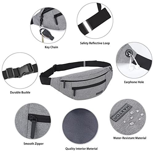 Large Fanny Packs Belt Bag for Women Men Cross Body with 4-Zipper Pockets Gifts for Enjoy Festival Sports Yoga Workout Running Casual Hands-Free Waist Pack Travel Essentials Carrying All Size Phones