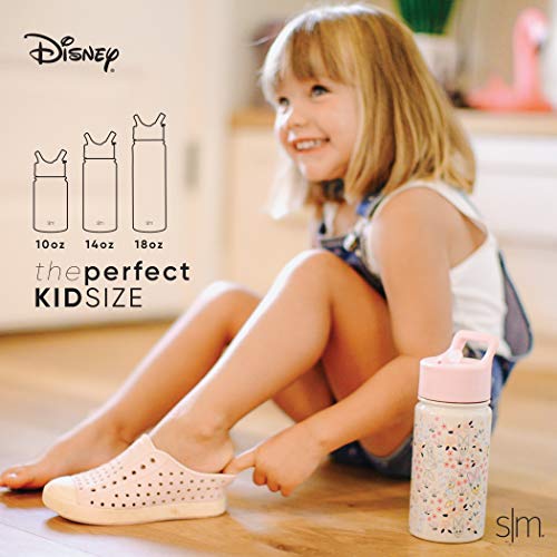 Simple Modern Disney Wish Kids Water Bottle with Straw Lid | Reusable Insulated Stainless Steel Cup for Girls, School | Summit Collection | 14oz Water Bottle