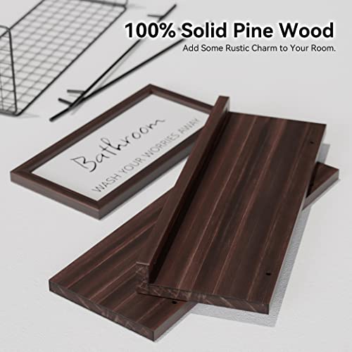 WOPITUES Floating Shelves for Bathroom Wall Decor Sign, Bathroom Organizers and Storage, Bathroom Shelves Over Toilet with Metal Guardrail-Rustic Brown