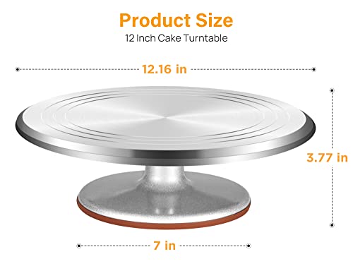 Kootek Aluminium Alloy Revolving Cake Stand 12 Inch Rotating Cake Turntable for Cake, Cupcake Decorating Supplies
