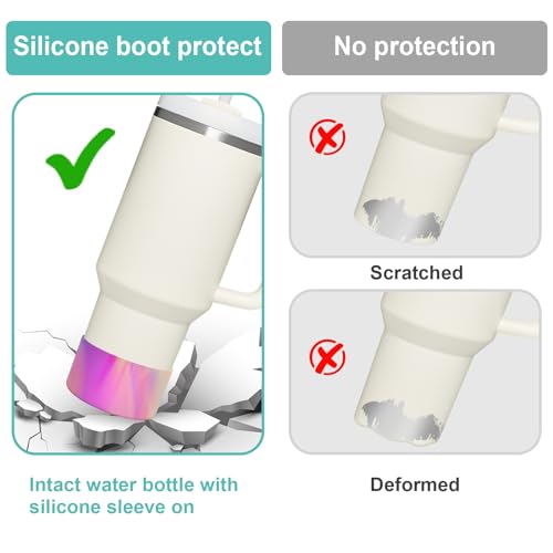 Upgrade 2PCS Protective Silicone Boot Bumper for Stanley Quencher Adventure 40oz 30oz IceFlow 20oz 30oz Tumbler, Water Bottle Bottom Sleeve Cover Accessories for Stanley Mug Cup(Camouflage Pink)