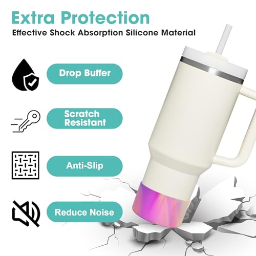 Upgrade 2PCS Protective Silicone Boot Bumper for Stanley Quencher Adventure 40oz 30oz IceFlow 20oz 30oz Tumbler, Water Bottle Bottom Sleeve Cover Accessories for Stanley Mug Cup(Camouflage Pink)