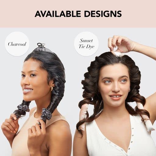 Kitsch Satin Heatless Curling Set for No-Heat Soft Curls | Overnight Hair Curlers & Curling Rod Headband, Frizz-Free Styling | Gentle Rollers for All Hair Types - 1 Pack (Charcoal)