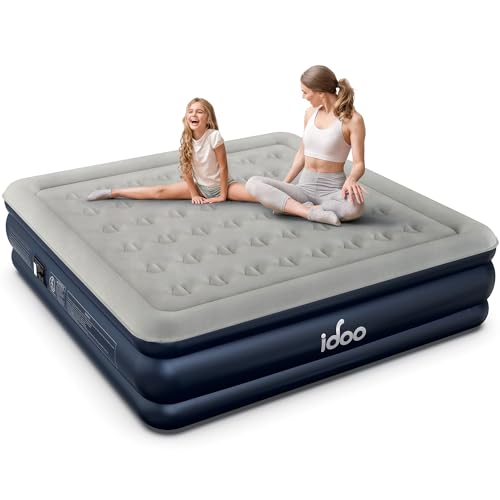 iDOO King Air Mattress with Built in Pump, 18" Raised Comfort Blow up Mattress, Upgraded Four Chamber Air Bed, Durable Inflatable Mattress for Guests & Home, colchones inflables, AirBed, 750lbs Max
