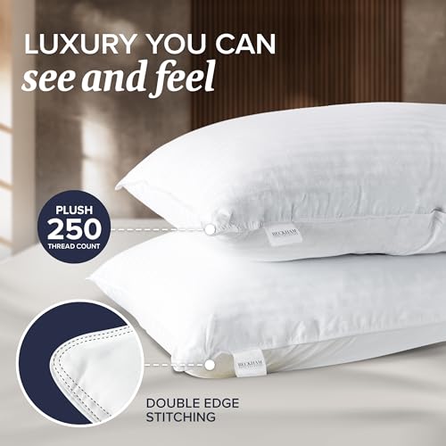 Beckham Hotel Collection Bed Pillows Standard / Queen Size Set of 2 - Original Down Alternative Pillow for Sleeping - Bedding for Back, Stomach or Side Sleepers