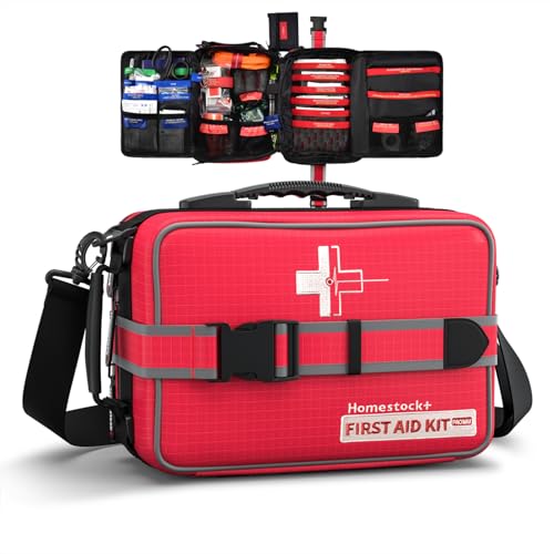 Advanced Comprehensive First Aid Kit with Well Organized Labelled Compartments Removable MOLLE System First Aid Trauma Kits for Car, Home,Camping, Office and etc.-265 Piece