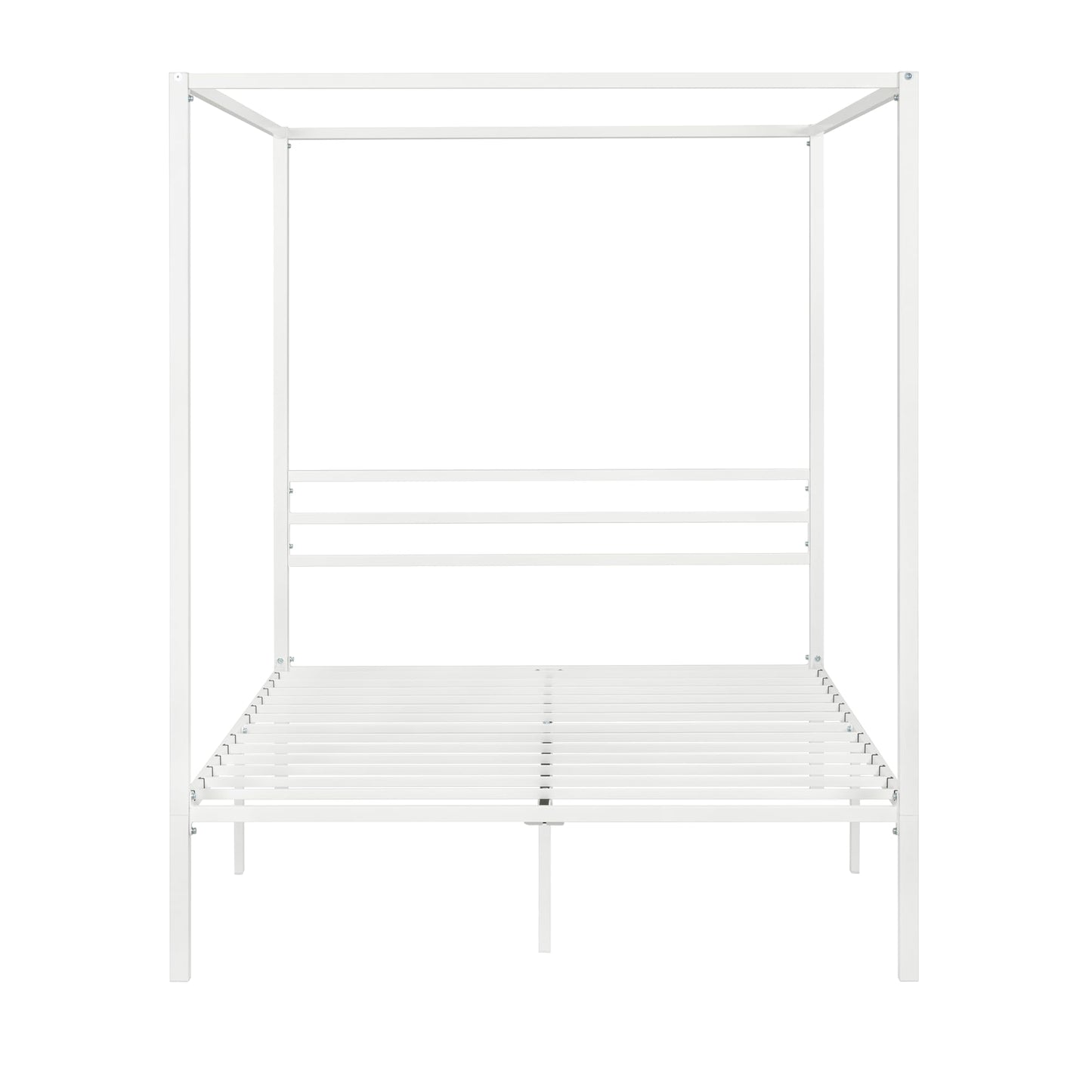 SHA CERLIN Metal Canopy Bed Frame Queen Size/Mattress Foundation with Metal Slats Support/No Box Spring Needed/Easy Assembly/White