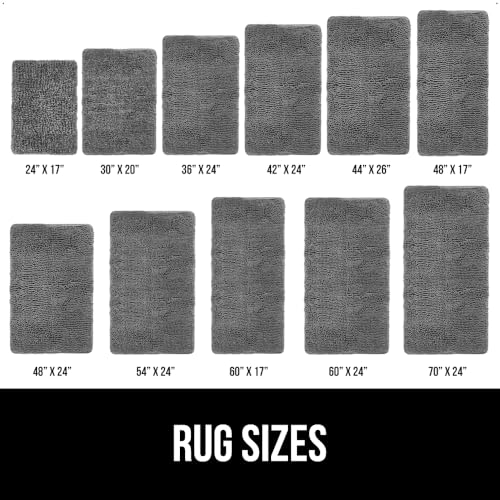 Gorilla Grip Bath Rug Mat 24x17, Thick Soft Absorbent Chenille, Rubber Backing Quick Dry Microfiber Mats, Machine Washable Rugs for Shower Floor, Bathroom Runner Bathmat Accessories Decor, Grey