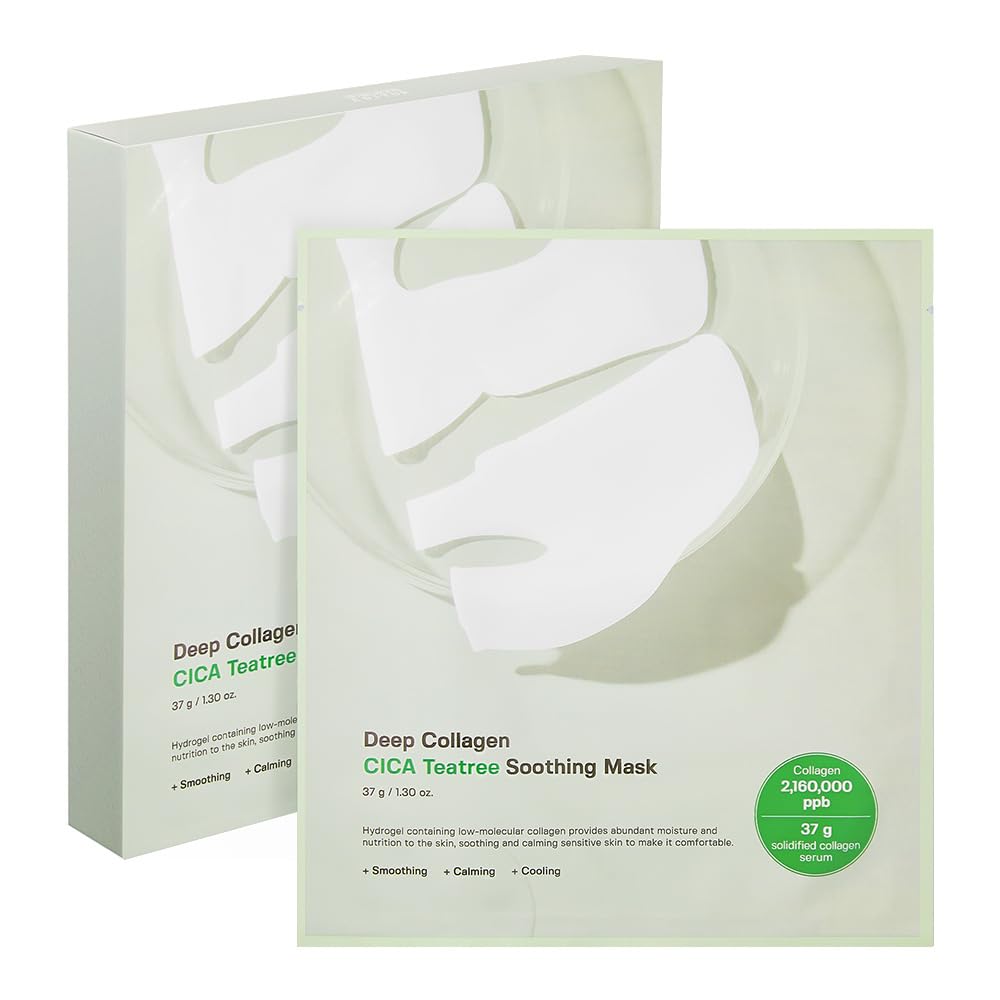 SUNGBOON EDITOR Deep Collagen CICA Teatree Soothing Overnight Mask 37gx4ea | The real collagen 2,160,000ppb | Facial Hydrogel Masks with low molecular weight collagen for elasticity and soothing