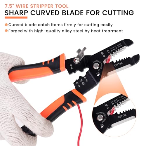 VANJOIN Wire Stripper with Cutter and Crimper, Professional Crimping/Stripping tool/Multi-Tool, twist/cutting/wire Hand Tool, Stripping for AWG 10-20(Wire Crimper Cutter)