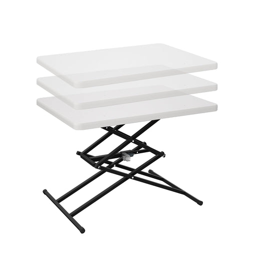 Upstreman Home 28inch Quick Pop Up Table, Adjustable Folding Table, SwiftFold Folding Table w/ 3 Heights, Multi-Functional Personal Activity Table, TV Tray Table, Portable Dinner Table, Granite White