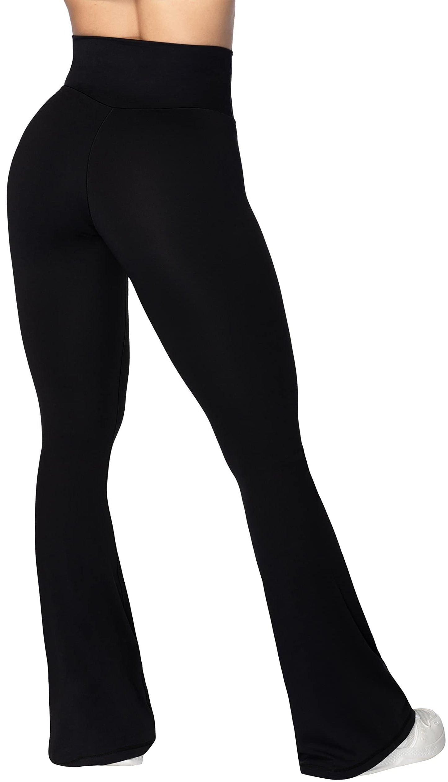 Sunzel Flare Leggings, Crossover Yoga Pants with Tummy Control, High-Waisted and Wide Leg, 28" Inseam, Black X-Small