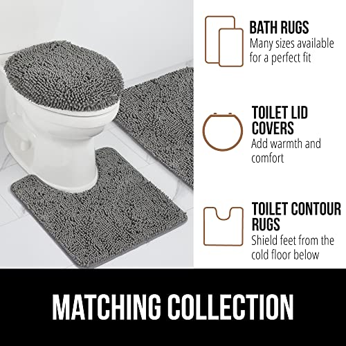 Gorilla Grip Bath Rug Mat 24x17, Thick Soft Absorbent Chenille, Rubber Backing Quick Dry Microfiber Mats, Machine Washable Rugs for Shower Floor, Bathroom Runner Bathmat Accessories Decor, Grey
