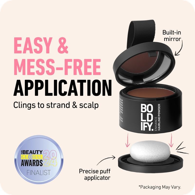 BOLDIFY Hairline Powder - Root Touch Up & Hair Loss Cover Up, Instant Gray Coverage 48-Hour Stain-Proof Hair Color Powder for Women & Men, Hair Fibers and Hair Topper Alternative (Ash Brown)