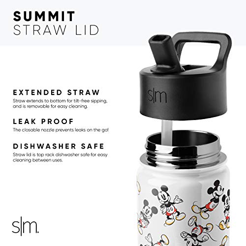 Simple Modern Disney Wish Kids Water Bottle with Straw Lid | Reusable Insulated Stainless Steel Cup for Girls, School | Summit Collection | 14oz Water Bottle