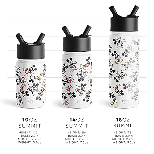 Simple Modern Disney Wish Kids Water Bottle with Straw Lid | Reusable Insulated Stainless Steel Cup for Girls, School | Summit Collection | 14oz Water Bottle