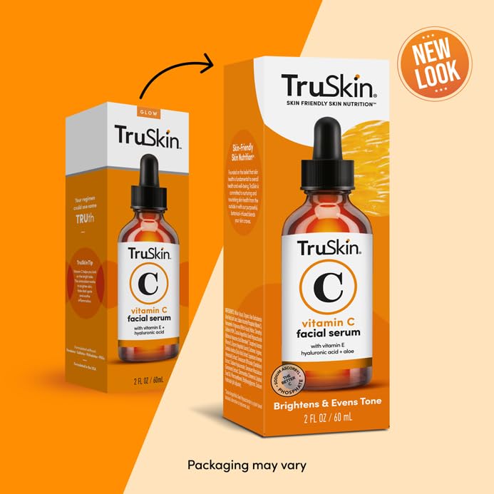 TruSkin Vitamin C Serum – Anti Aging Facial Serum with Vitamin C, Hyaluronic Acid, Vitamin E and More – Brightening Serum for Dark Spots, Even Skin Tone, Eye Area, Fine Lines & Wrinkles, 2 Fl Oz