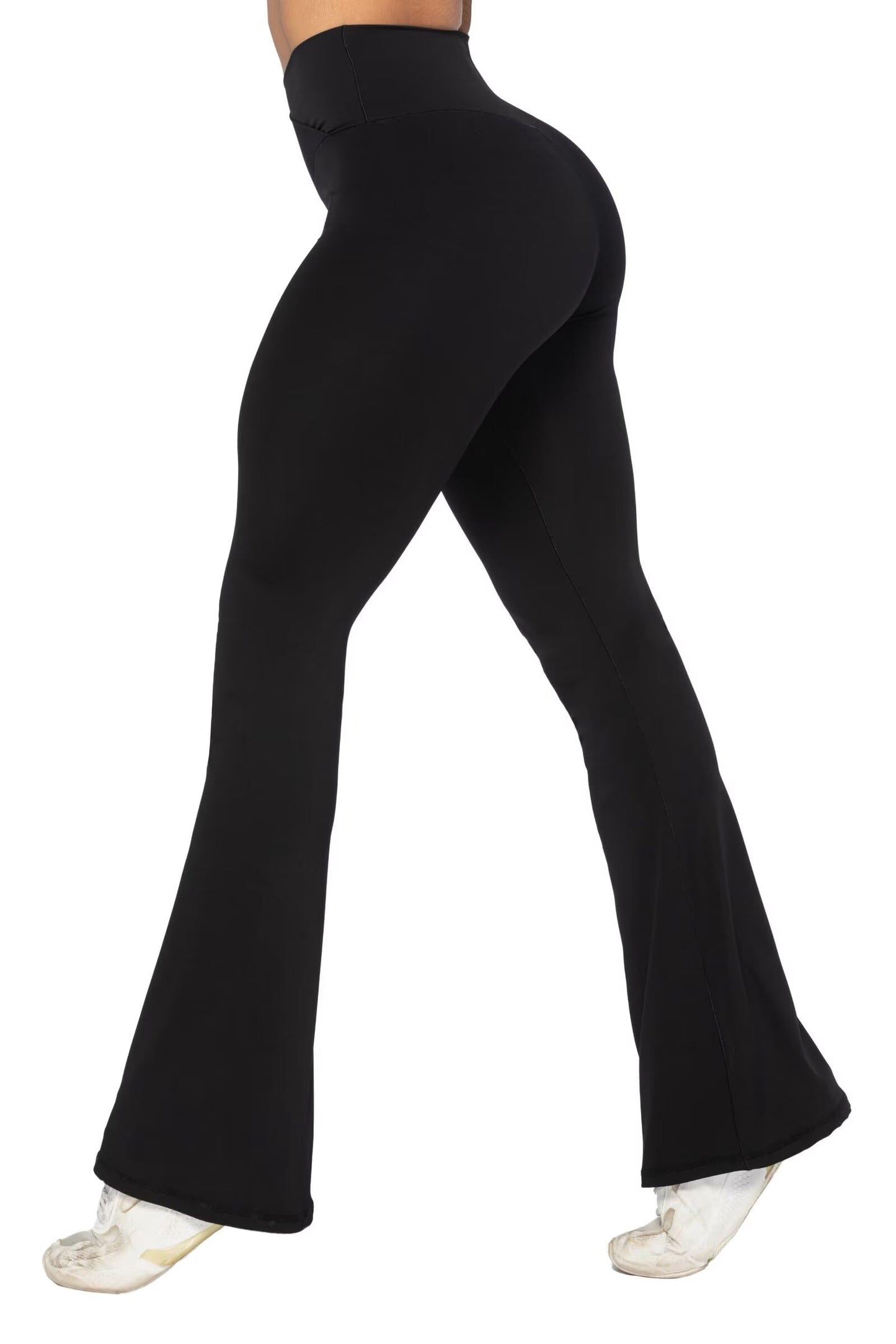 Sunzel Flare Leggings, Crossover Yoga Pants with Tummy Control, High Waisted and Wide Leg, No Front Seam Black Medium 30" Inseam