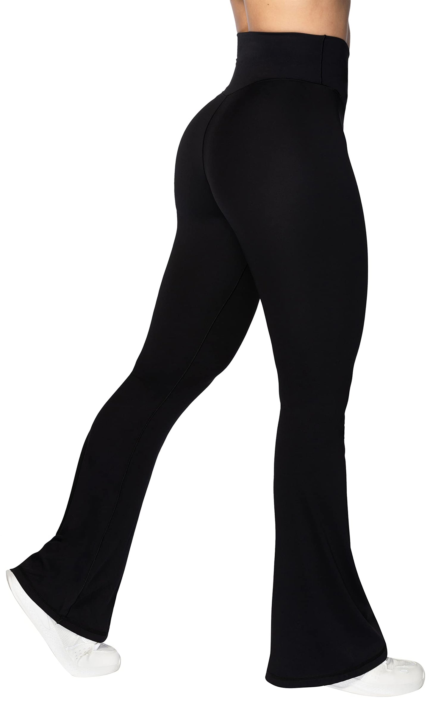 Sunzel Flare Leggings, Crossover Yoga Pants for Women with Tummy Control, High-Waisted and Wide Leg Black