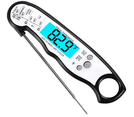 KULUNER TP-01 Waterproof Digital Instant Read Meat Thermometer with 4.6 Folding Probe Backlight Calibration Function for Cooking Food Candy, BBQ Grill, Liquids,Beef（Red）