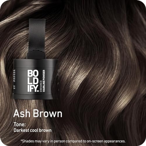 BOLDIFY Hairline Powder - Root Touch Up & Hair Loss Cover Up, Instant Gray Coverage 48-Hour Stain-Proof Hair Color Powder for Women & Men, Hair Fibers and Hair Topper Alternative (Ash Brown)