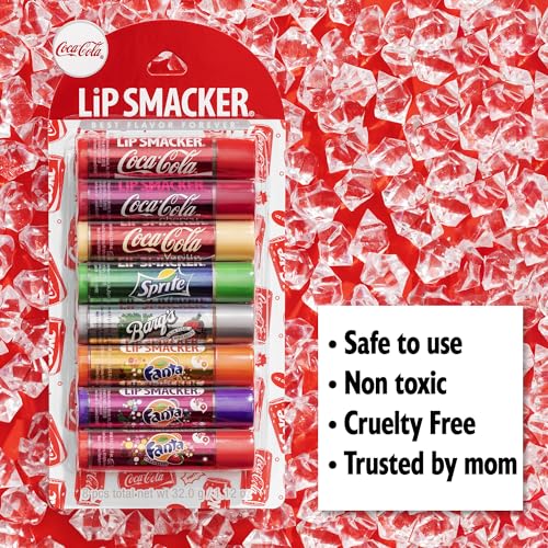 Lip Smacker Coca-Cola Flavored Balm, 8 Count, Flavors Coke, Cherry Vanilla Sprite, Root Beer, Orange Fanta, Grape Strawberry Fanta