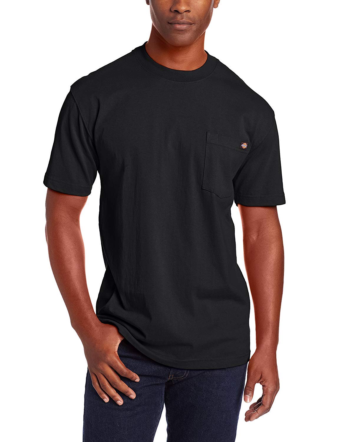 Dickies mens Heavyweight Crew Neck Short Sleeve Tee Henley Shirt, Black, Large US