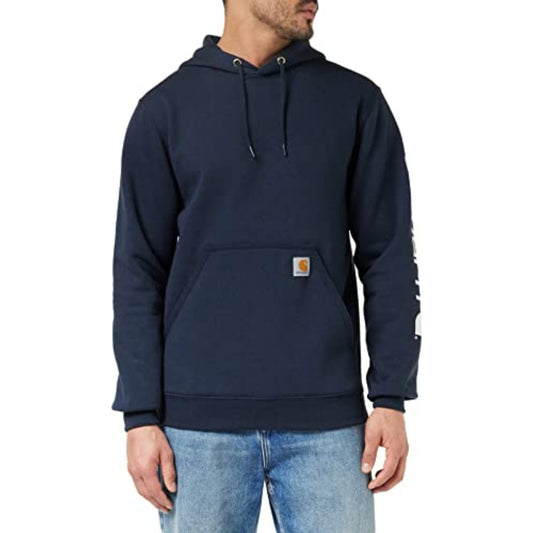 Carhartt Men's Loose Fit Midweight Logo Sleeve Graphic Sweatshirt (Also Available in Big & Tall), New Navy, X-Small