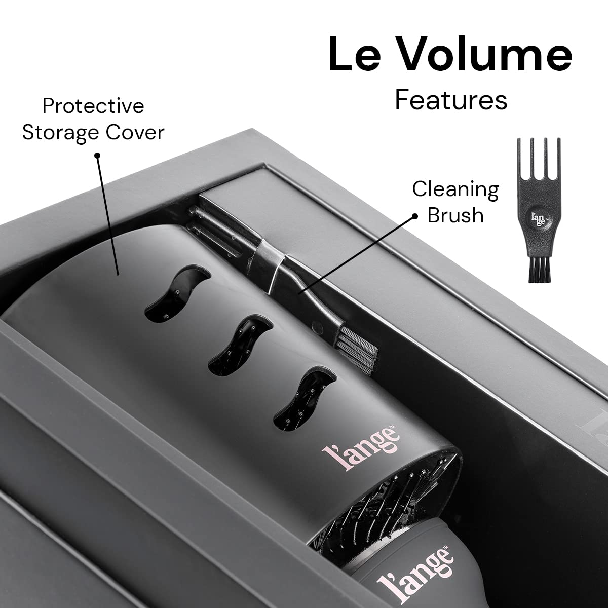 L'ANGE HAIR Le Volume 2-in-1 Titanium Blow Dryer Brush | Hot Air Brush in One with Oval Barrel | Hair Styler for Smooth, Frizz-Free Results for All Hair Types (Black - 75 mm)