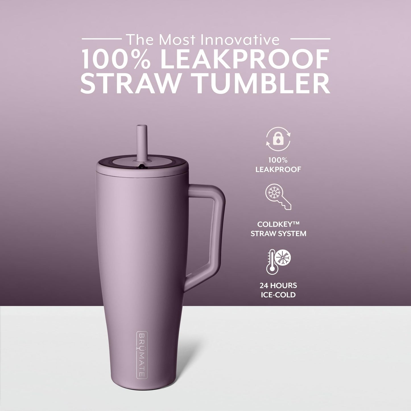 BrüMate Era 40 oz Tumbler with Handle and Straw | 100% Leakproof Insulated Tumbler with Lid and Straw | Made of Stainless Steel | Cup Holder Friendly Base | 40oz (Lilac Dusk)