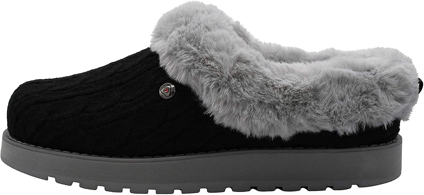 Skechers BOBS from Women's Keepsakes Ice Angel Slipper, Black/Grey, 6 M US