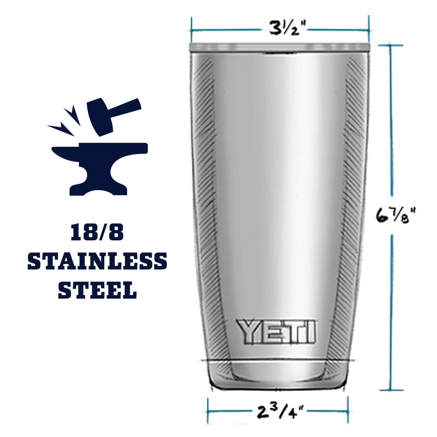 YETI Rambler 20 oz Tumbler, Stainless Steel, Vacuum Insulated with MagSlider Lid, King Crab, 1 Count (Pack of 1)