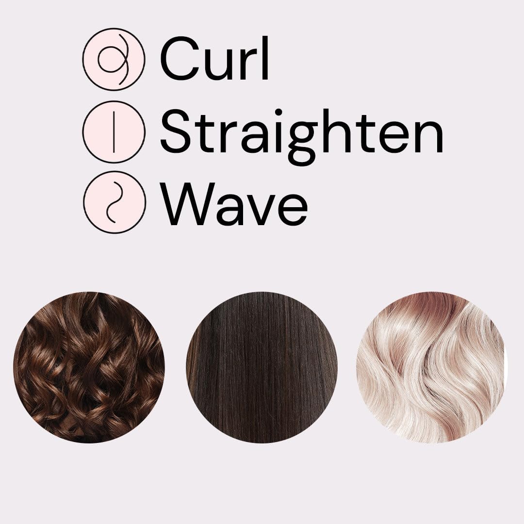 L'ANGE HAIR Le Duo Grande 360° Airflow Styler | 2-in-1 Curling Wand & Titanium Flat Iron Professional Hair Straightener and Curler with Cooling Air Vents to Lock in Style | Adjustable Temp (Black)