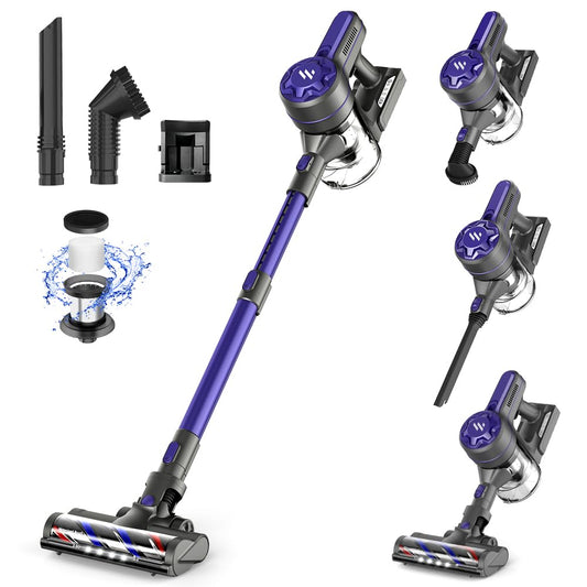 Vacuum Cleaner for Home, Cordless Vacuum Cleaner with 2200mAh Powerful Lithium Batterie, Up to 30 Minutes, Powerful Suction, Rechargeable, 4 in 1 Lightweight Vacuum for Hardwood Floor