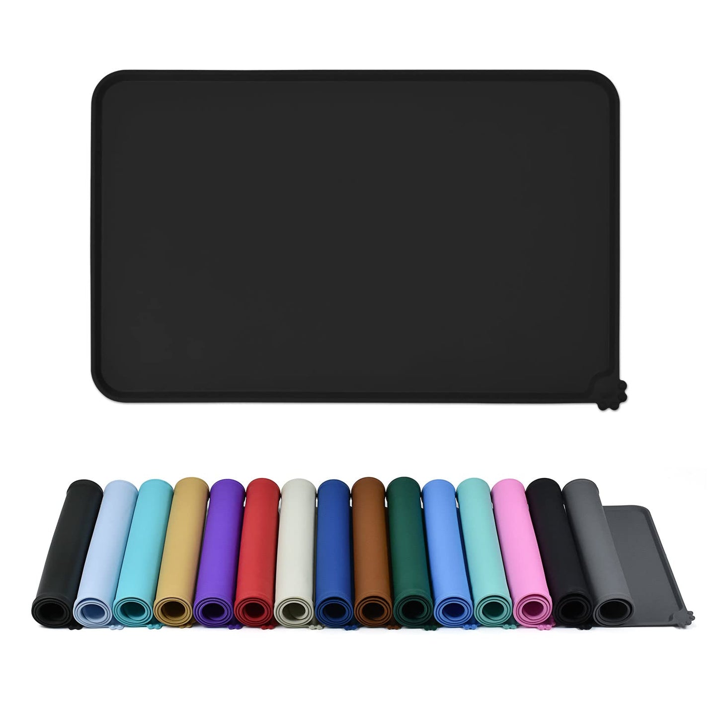 Reopet Waterproof Pet Feeding Mat with High Raised Edges, Heavier and Thicker Placemats for Cat Dog Water Bowl, BPA Free Silicone Feeding Mat, Dog Cat Feeding Mats for Food and Water Prevent Spill