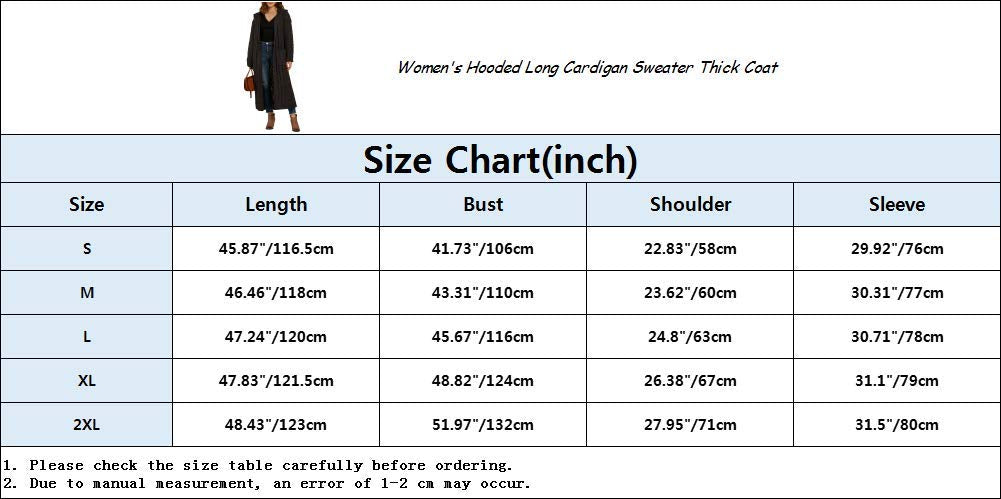 NIUBIA Womens Casual Long Sleeve Open Cardigan Warm Hooded Outwear Coat Cable Knit Long Cardigan Sweaters with Pockets Black