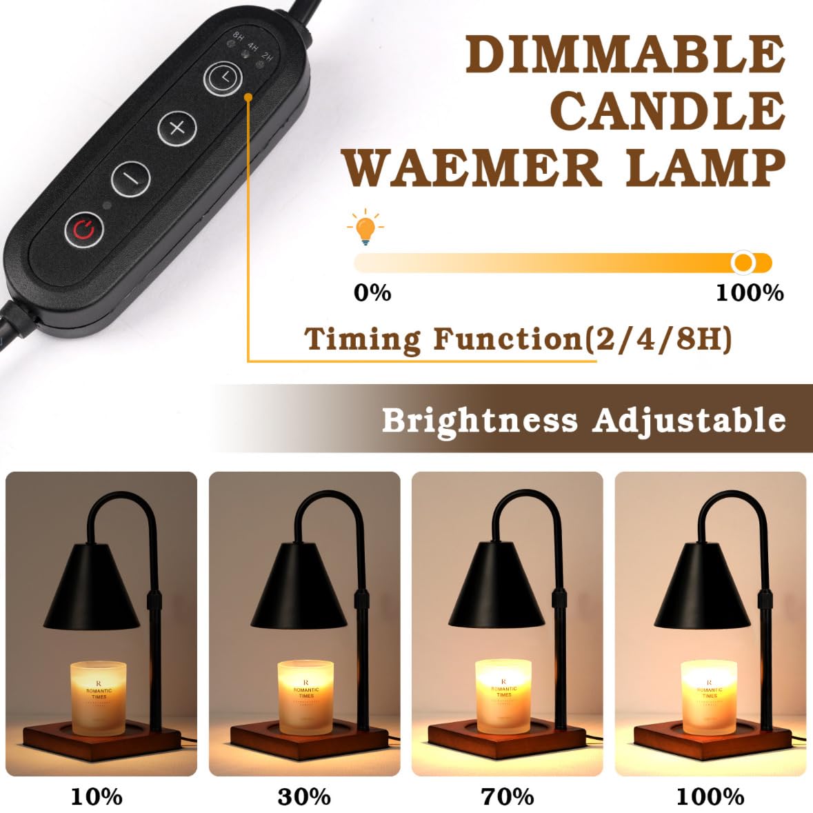 Modern Candle Warmer Lamp with Timer, Adjustable Dimmable Candle Lamp Warmer, Women Gifts for Christmas Xmas, Black Lamp Warmer Gifts for Mom, Men Candle Lamp, Home Decor for Bedroom Living Room Decor