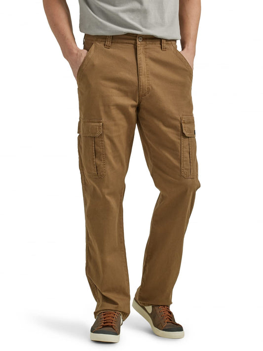 Wrangler Authentics Men's Relaxed Fit Stretch Cargo Pant, Kangaroo, 32W x 32L