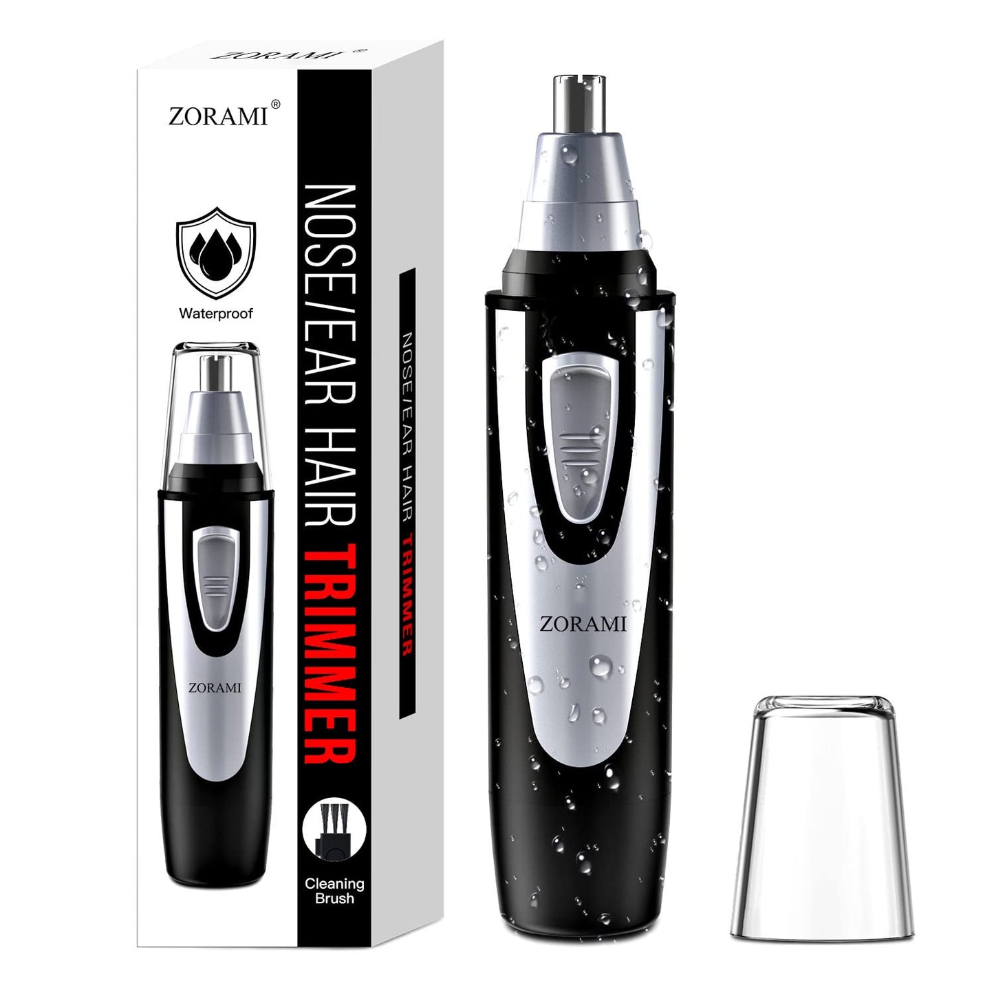 Ear and Nose Hair Trimmer Clipper - 2024 Professional Painless Eyebrow & Facial Hair Trimmer for Men Women,Battery-Operated Trimmer with IPX7 Waterproof,Dual Edge Blades for Easy Cleansing Black