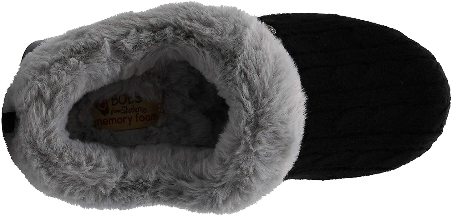 Skechers BOBS from Women's Keepsakes Ice Angel Slipper, Black/Grey, 6 M US