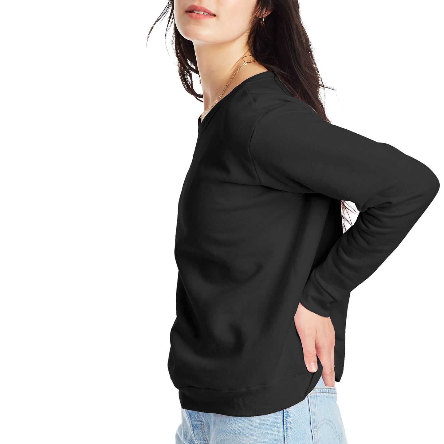 Hanes Women's EcoSmart Crewneck Sweatshirt, Ebony, Medium