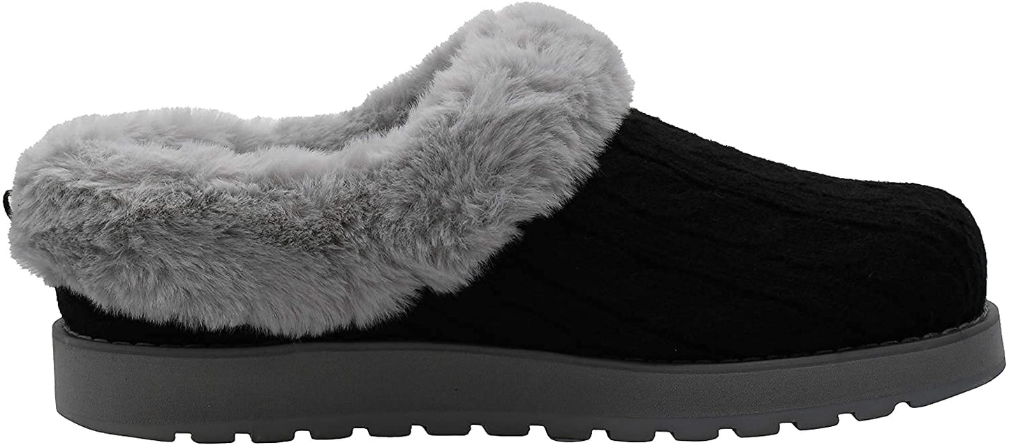 Skechers BOBS from Women's Keepsakes Ice Angel Slipper, Black/Grey, 6 M US