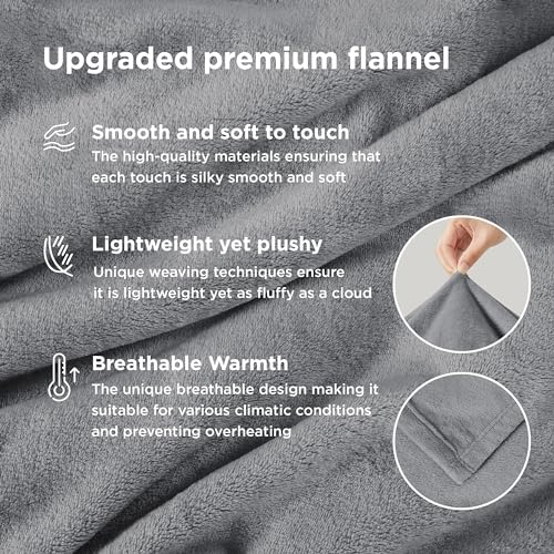 Bedsure Fleece Throw Blanket for Couch Grey - Lightweight Plush Fuzzy Cozy Soft Blankets and Throws for Sofa, 50x60 inches