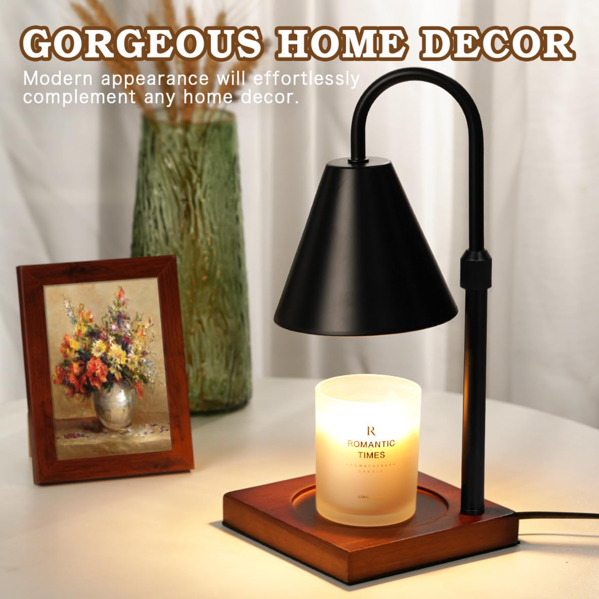 Modern Candle Warmer Lamp with Timer, Adjustable Dimmable Candle Lamp Warmer, Women Gifts for Christmas Xmas, Black Lamp Warmer Gifts for Mom, Men Candle Lamp, Home Decor for Bedroom Living Room Decor