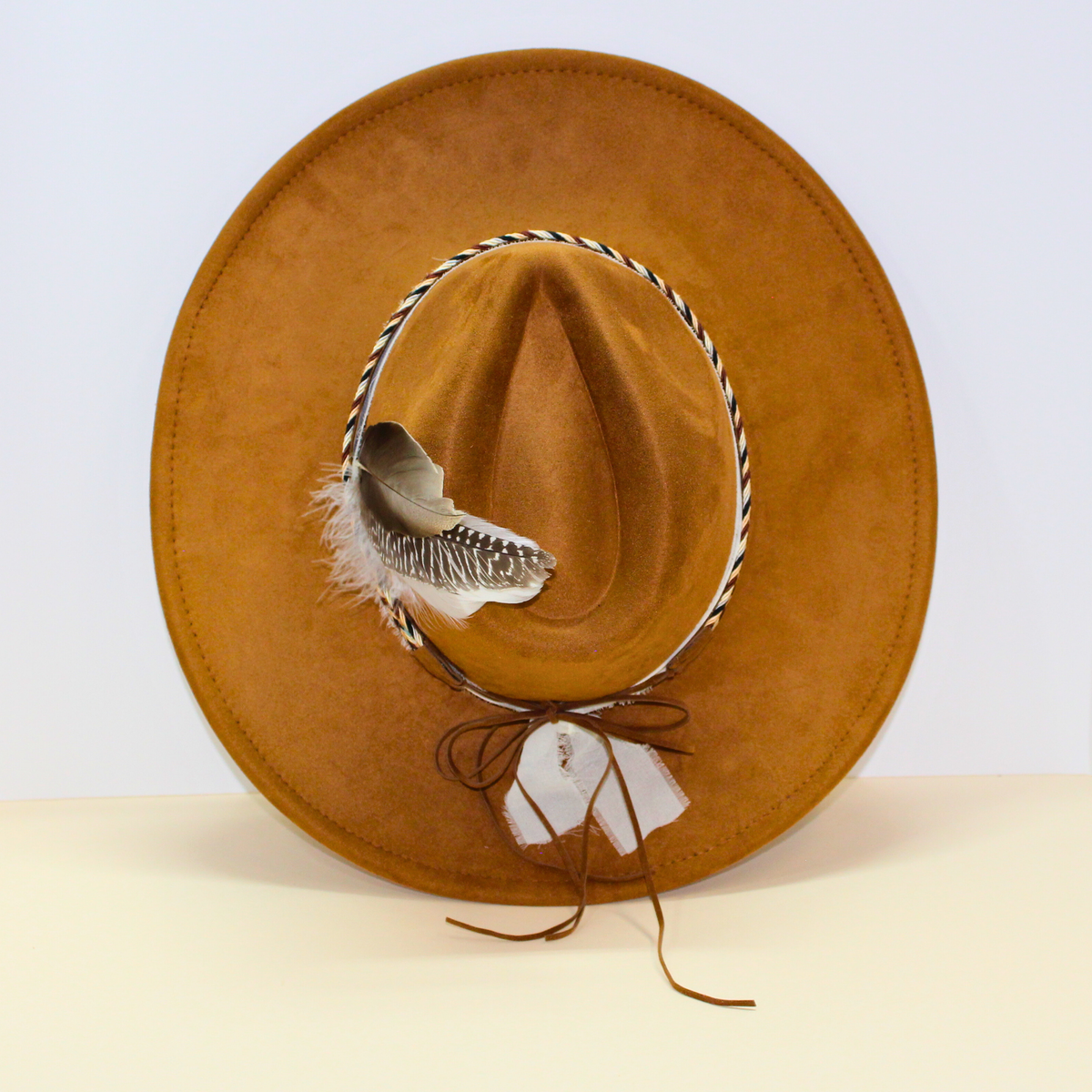 Feathered Western Hat | Khaki Boho Cowgirl Hat