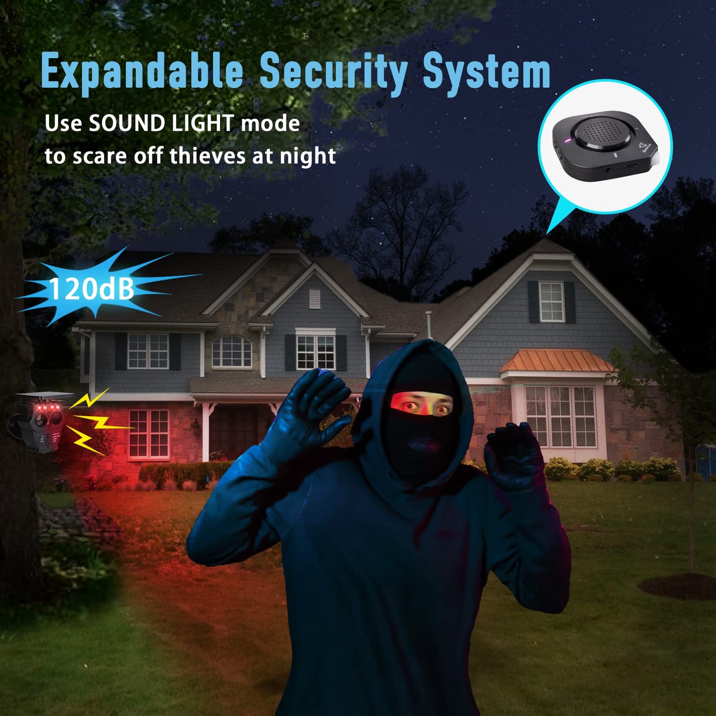 1/2 Mile Long Range Solar Wireless Driveway Alarm System IP65 Weatherproof Outdoor Motion Detectors&Sensor 120dB Siren Sound Light Security Alert System Monitor&Protect Outdoor/Indoor Property(1R1S)