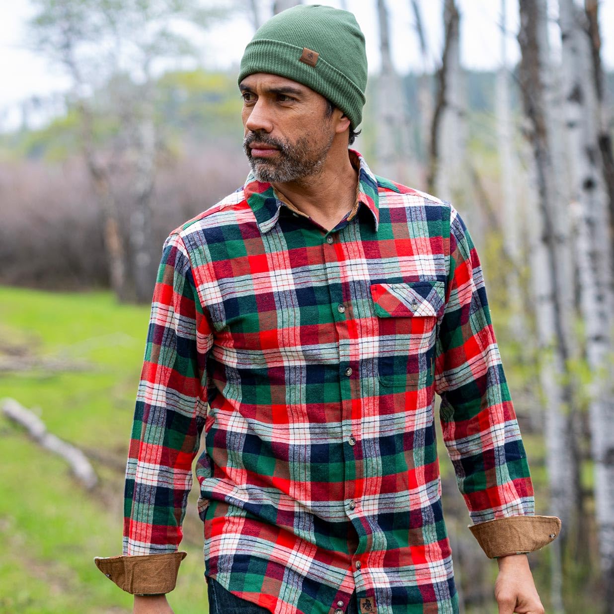 Legendary Whitetails Men's Standard Buck Camp Flannel, Long Sleeve Plaid Button Down Casual Shirt, Corduroy Cuffs, Alpine Mountain, Small