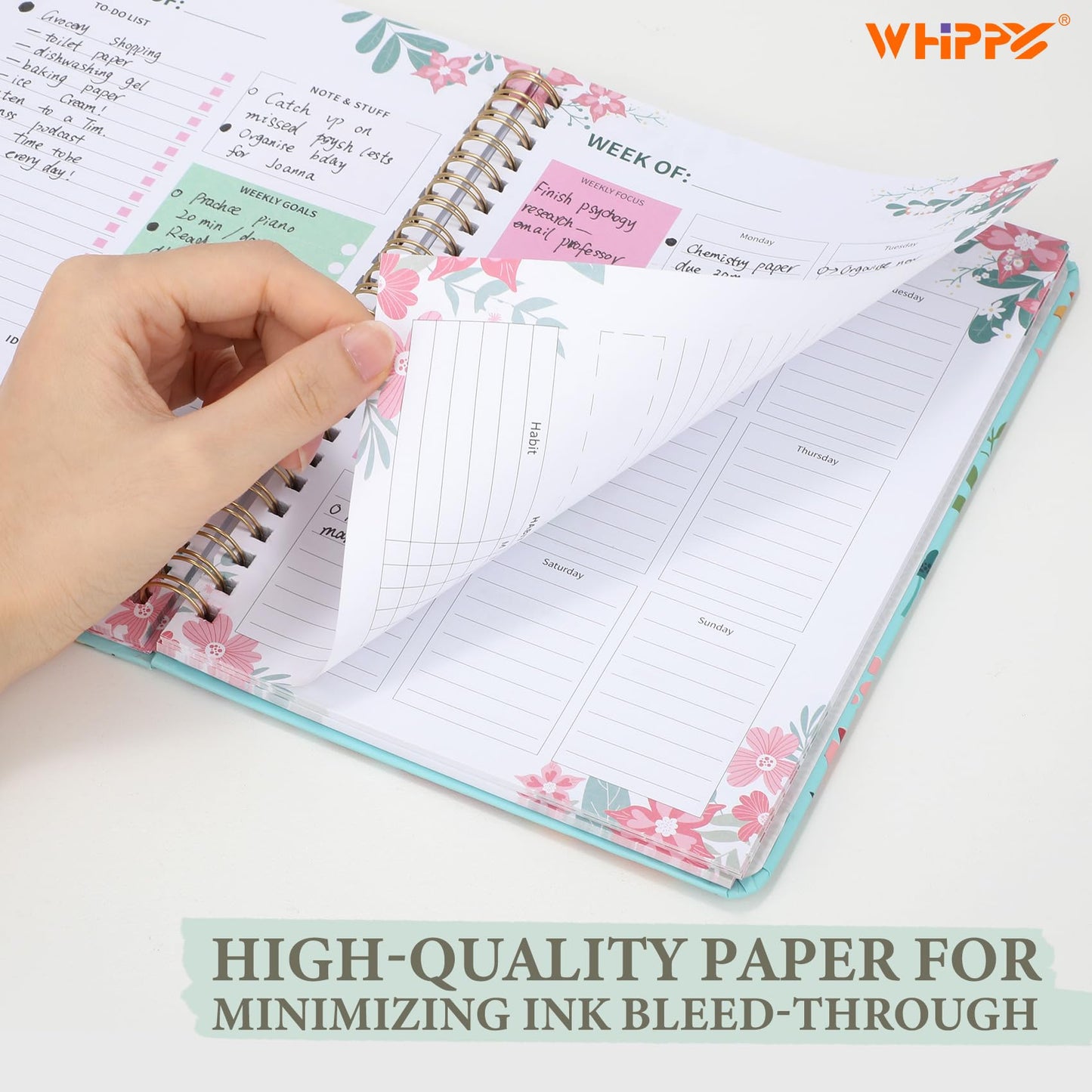 Undated Weekly Planner- Weekly Goals Notebook with To Do List and Habit Tracker, Journal Planner, Agenda 2024-2025 Daily Weekly Planner Undated Hardcover, a5, 8.6 x 6.3 inches, White